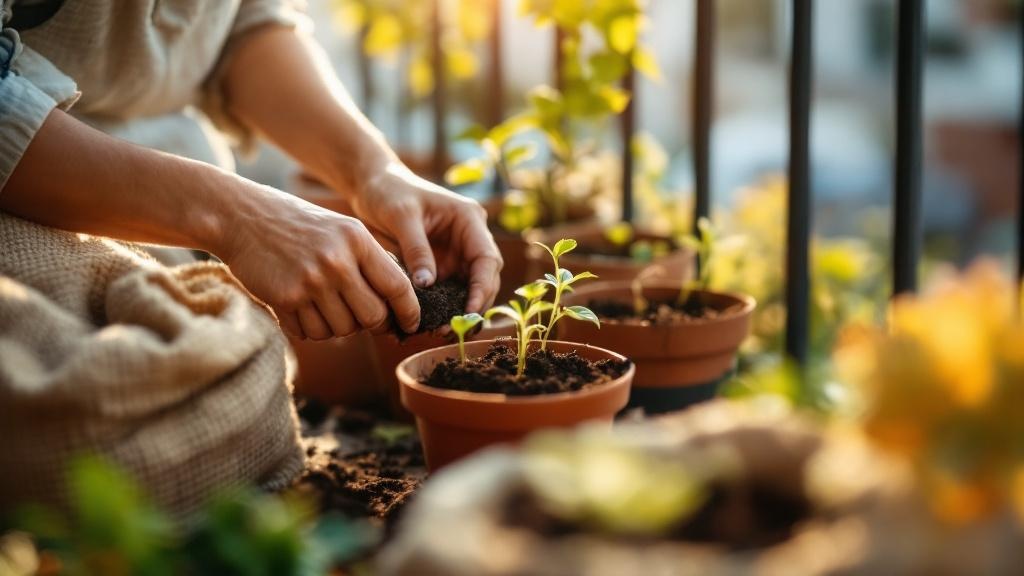 Balcón con macetas de tomates cherry y lechugas iniciando un huerto en balcón