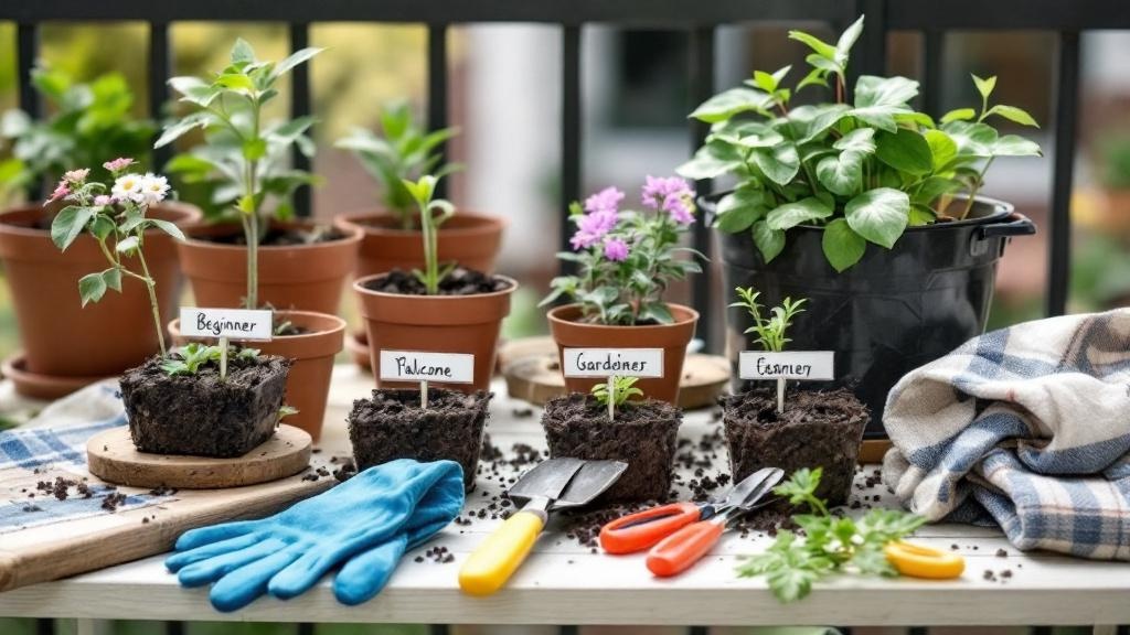 Manos plantando semillas en maceta para iniciar huerto en balcón de principiantes